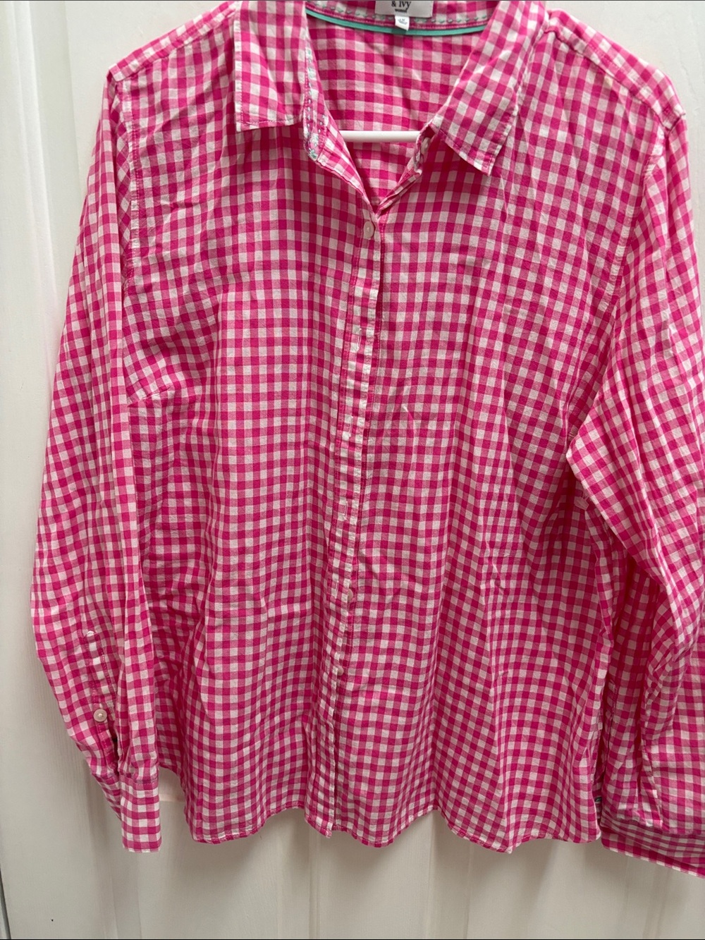 Crown Pink and White Gingham Button-Down Shirt